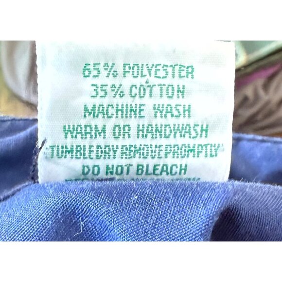 Caro of Honolulu Vintage 70s Floral embroidered Blue Button Down Blouse Size 12 - Picture 9 of 9